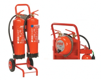 Double Point Fire Extinguisher Trolley with Rotary Hand Bell (Fire Extinguishers NOT Included)